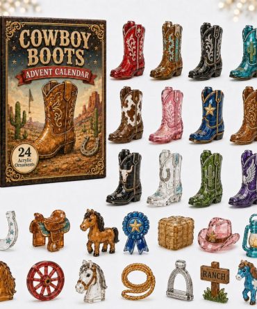 2026 Cowboy Boots & Horse Countdown Calendar — 24-Day Acrylic Charm Advent, Rustic Gift For Equestrian Fans