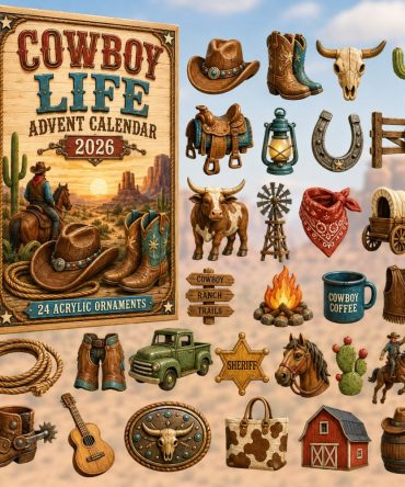 Cowboy Life 2026 Holiday Countdown — 24-Day Western-Themed Advent With Acrylic Charms, Gift For Ranch Fans