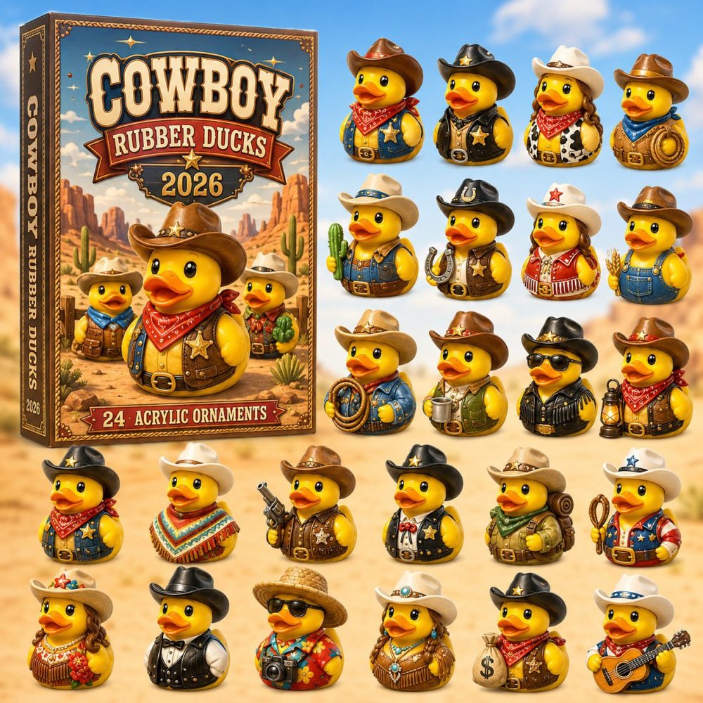 2026 Cowboy Rubber Duck Countdown — 24-Day Western Advent With Acrylic Charms, Fun Gift For Kids & Collectors