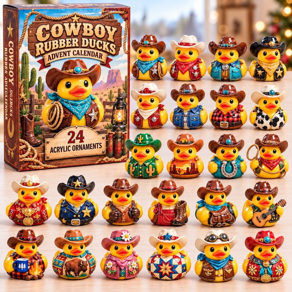 Cowboy Rubber Duck Countdown Calendar - 24 Acrylic Duck Charms For 2026 Holiday Advent, Fun Collectible Gift