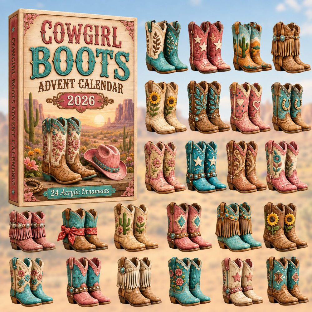 2026 Cowgirl Boots Countdown Calendar — 24-Day Western Charm Advent With Acrylic Boot & Rodeo Icons, Gift Ready