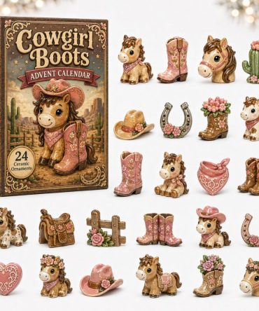 Limited Edition 2026 Cowgirl Boot & Horse Countdown Calendar — 24-Day Acrylic Charm Advent, Perfect Equestrian Gift
