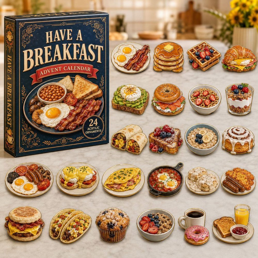 Breakfast & Brunch Advent Calendar — 24-Day Cozy Countdown With Mini Plate Acrylic Charms, Pancake & Coffee Themed Gifts