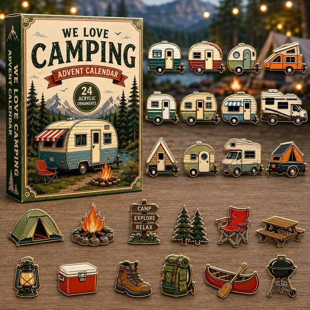 Glamping & Camping Advent Calendar — 24-Day Cozy Outdoor Countdown With Cabin, Campfire Acrylic Charms & Adventure Gifts