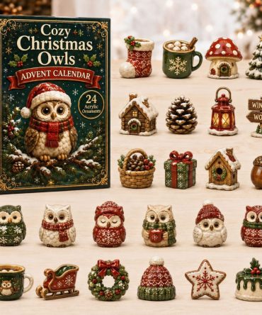 Holiday Owl Advent Calendar — 24-Day Christmas Countdown With Festive Owl Acrylic Charms & Rustic Seasonal Hanging Decor