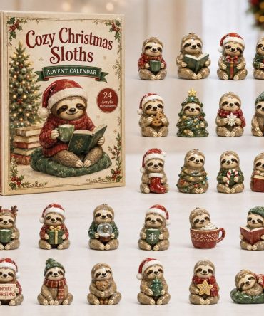 Christmas Sloth Advent Calendar — 24-Day Holiday Countdown With Cute Sloth Acrylic Charms, Cozy Seasonal Decor & Gift Box