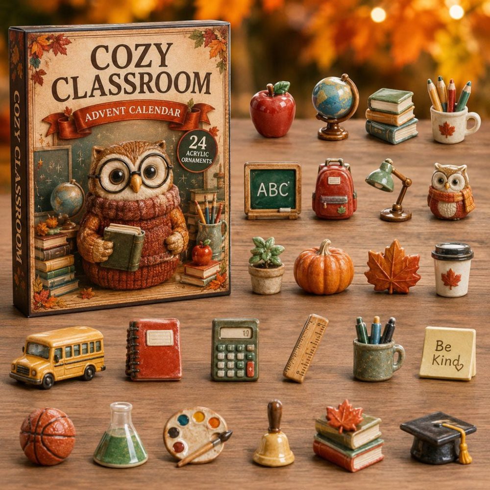 Classroom Cozy Countdown 2026 - 24-Day Acrylic Charm Advent Calendar For Teachers, Fun Holiday Classroom Activity And Gift