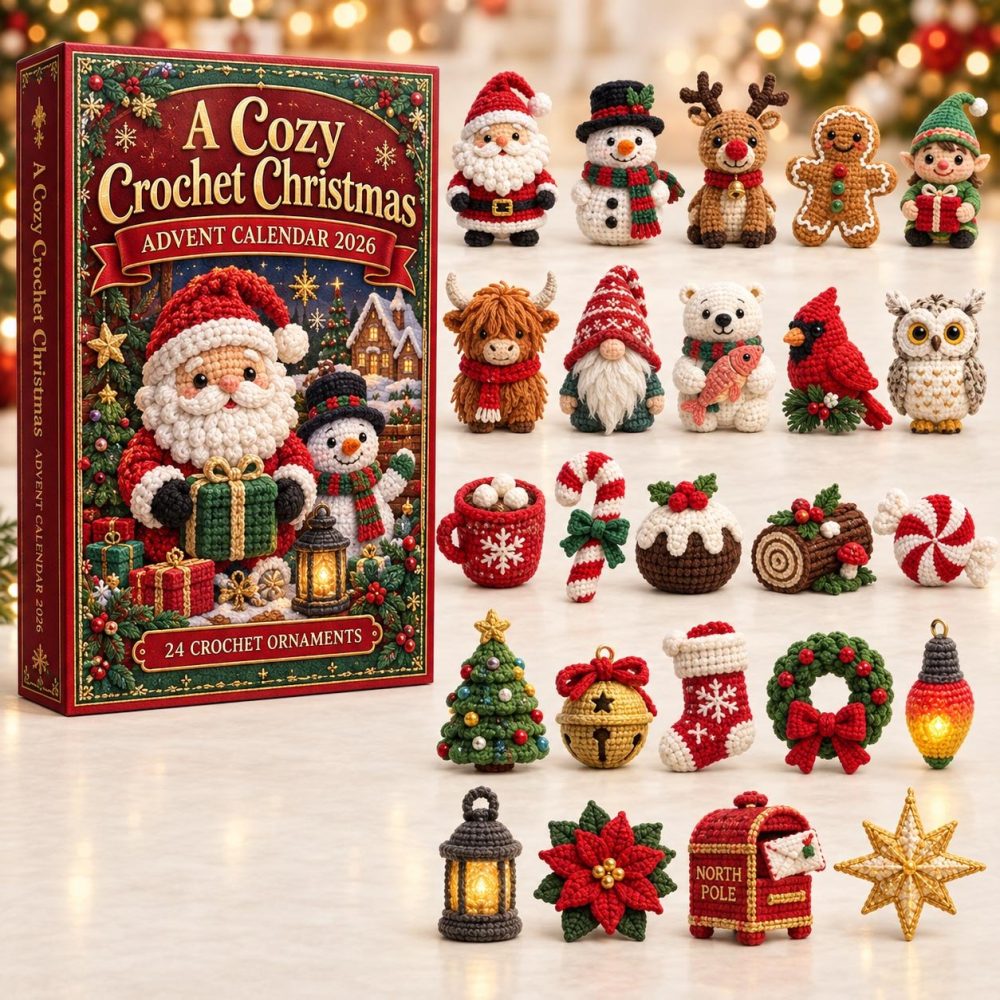 2026 Cozy Crochet Christmas Countdown — 24-Day Handmade-Inspired Advent With Acrylic Charm Set, Cute Crafty Holiday Gift For Makers