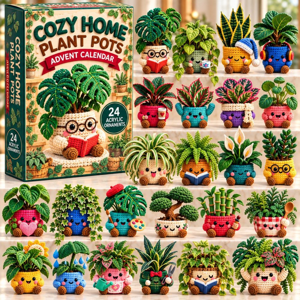 Cozy Crochet Pot Advent Countdown 2026 — 24-Day Calendar With Warm Acrylic Charms, Perfect Handmade-Style Holiday Gift