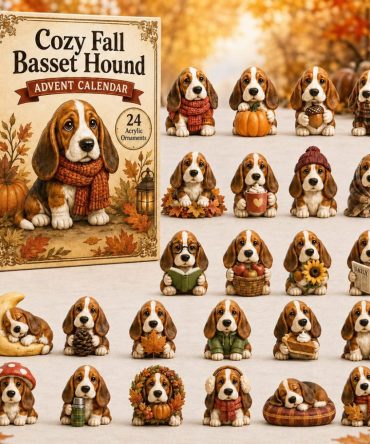 Basset Hound Pumpkin Advent Calendar — 24-Day Cozy Fall Countdown With Autumn Pumpkin Acrylic Charms & Burlap Hanger