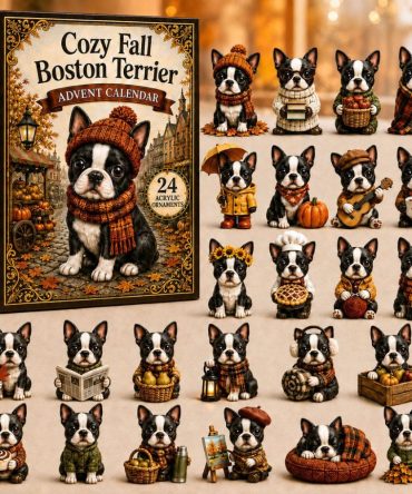 Boston Terrier Scarf Advent Calendar — 24-Day Cozy Fall Countdown With Mini Scarf Acrylic Charms & Collectible Dog Ornaments