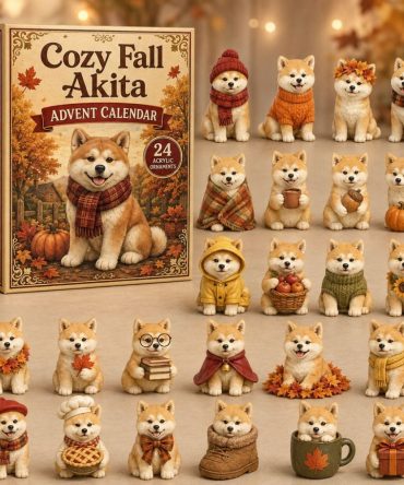 Cozy Fall Akita Advent Calendar 2026 - 24 Acrylic Charms, Autumn Themed Akita Dog Countdown Gift For Owners & Collectors