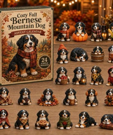 Cozy Fall Bernese Mountain Countdown — 24-Day Autumn Acrylic Charm Collection, Bernese Keepsake Gift 2026