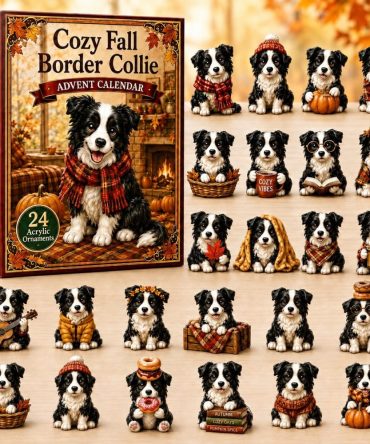 Border Collie Advent Countdown — 24-Day Cozy Fall Calendar With Herding Dog Acrylic Charms & Seasonal Hanging Decor