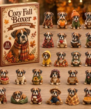 Cozy Fall Boxer Advent Calendar 2026 - 24 Acrylic Charms, Autumn Boxer Dog Keepsake Countdown Gift For Boxer Owners & Fans