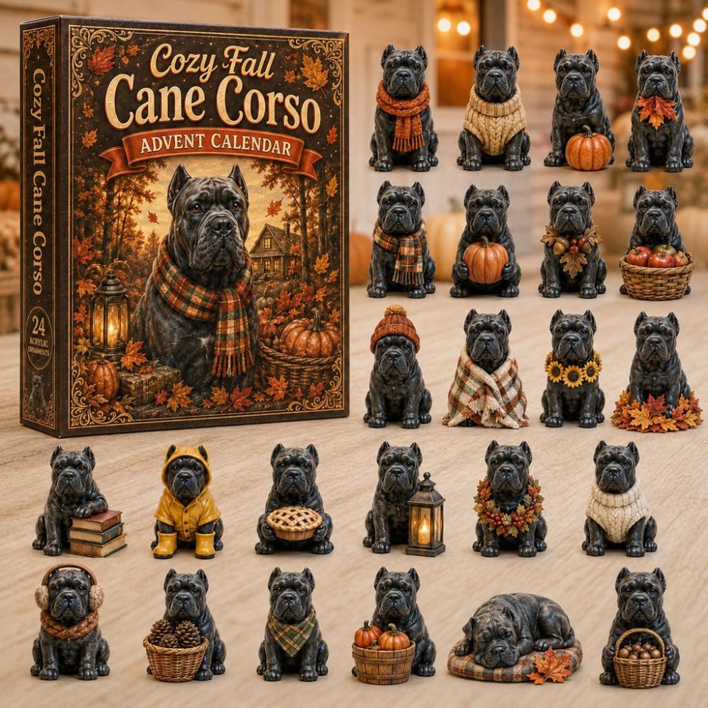 Cozy Fall Cane Corso Dog Advent - 24 Acrylic Charms Autumn Dog Lover Countdown, Gift For Cane Corso Owners 2026
