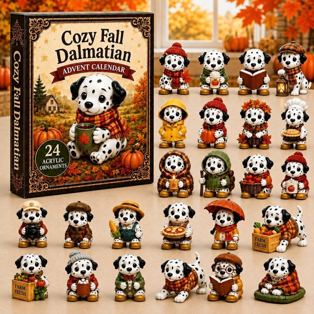 Dalmatian Themed Advent Calendar — 24-Day Cozy Fall Countdown With Spot-Pattern Acrylic Dog Charms, Perfect Pet Gift