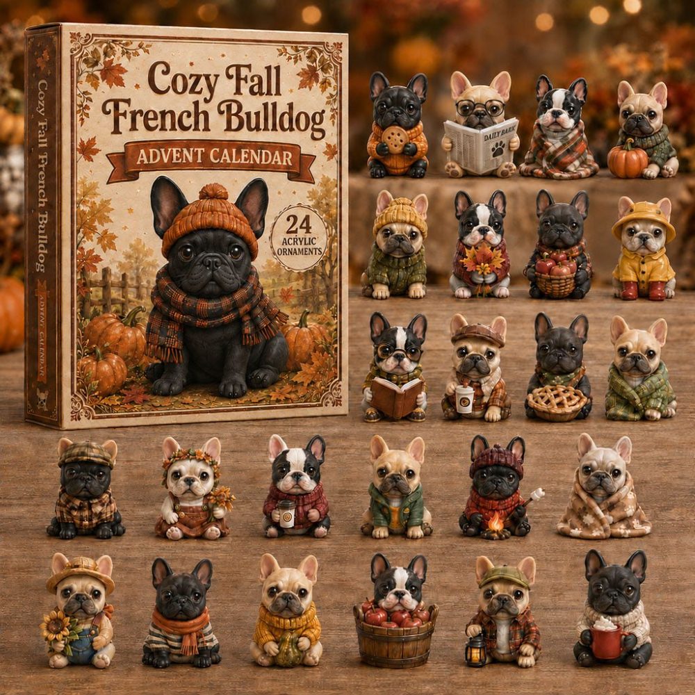 Autumn French Bulldog Countdown Calendar — 24 Acrylic Charm Surprise Days, Fall-Themed Gift For Dog Lovers 2026