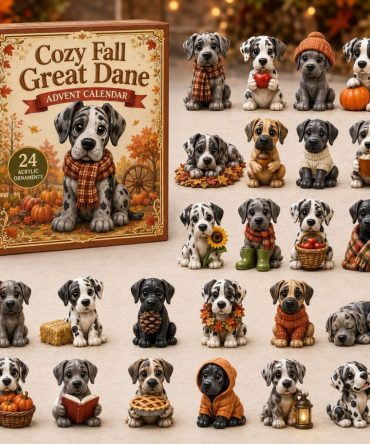 Cozy Fall Great Dane 24-Day Countdown Calendar With 24 Acrylic Dog Charms — 2026 Large Breed Gift For Dog Lovers & Seasonal Decor