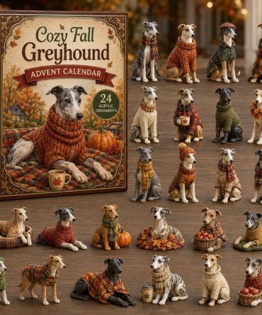 Cozy Fall Greyhound 24-Day Advent Calendar 2026 — Autumn Dog Acrylic Charms, Warm Seasonal Home Gift For Greyhound Lovers