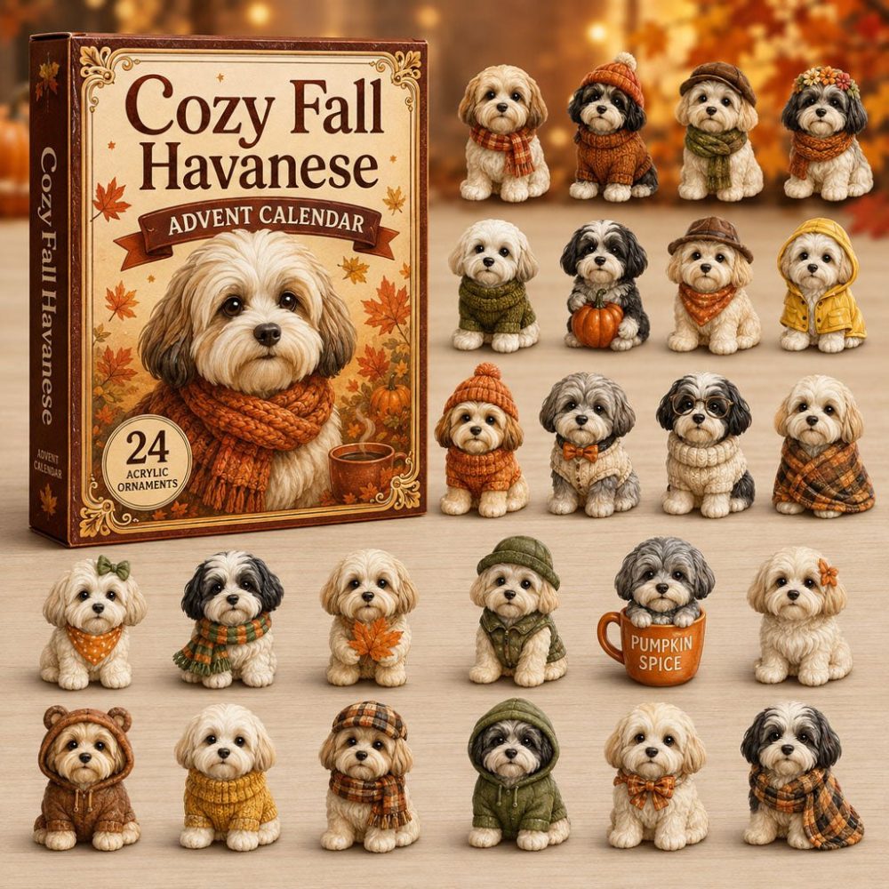 Cozy Fall Havanese Dog Advent - 24 Acrylic Charms Autumn Countdown, Cute Havanese Holiday Gift & Collectible 2026