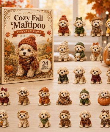 Cozy Fall Maltipoo Countdown — 24-Day Autumn Acrylic Charm Set, Cute Maltipoo Keepsakes & Gift Packaging 2026