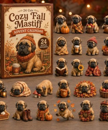 Cozy Fall Mastiff 2026 Autumn Countdown — 24-Day Advent With Acrylic Mastiff Charms, Limited Edition Seasonal Dog Gift
