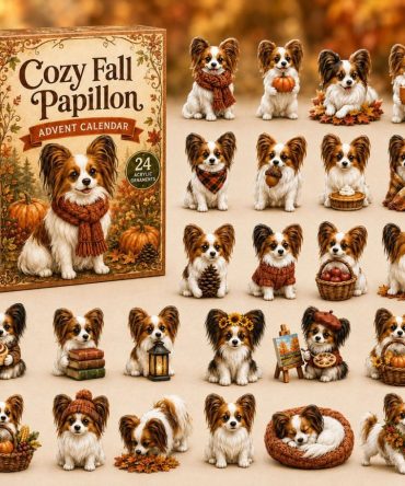 Papillon Dog Advent Countdown — 24-Day Cozy Fall Calendar With Double-Ear Papillon Acrylic Charms & Holiday Decor Gift