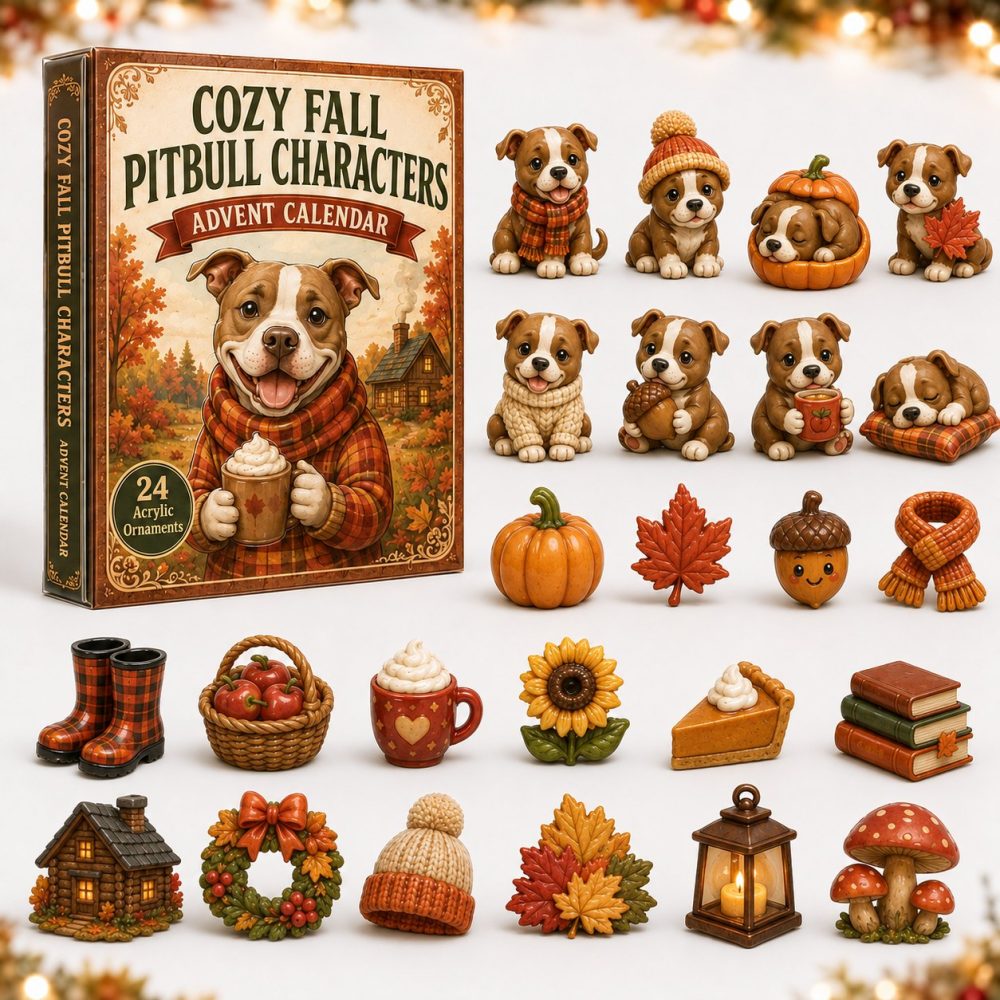 Pitbull Lover Advent Calendar — 24-Day Cozy Fall Countdown With Collectible Acrylic Pitbull Charms & Gift-Ready Box