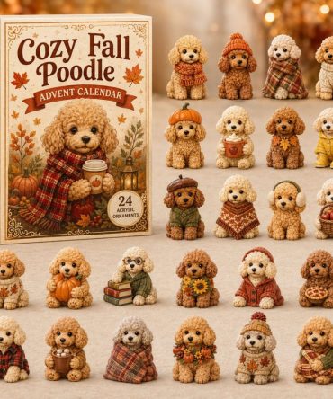 2026 Cozy Fall Poodle Countdown Calendar - 24 Acrylic Charms, Warm Autumn Dog-Themed Surprises & Gifts For Poodle Fans