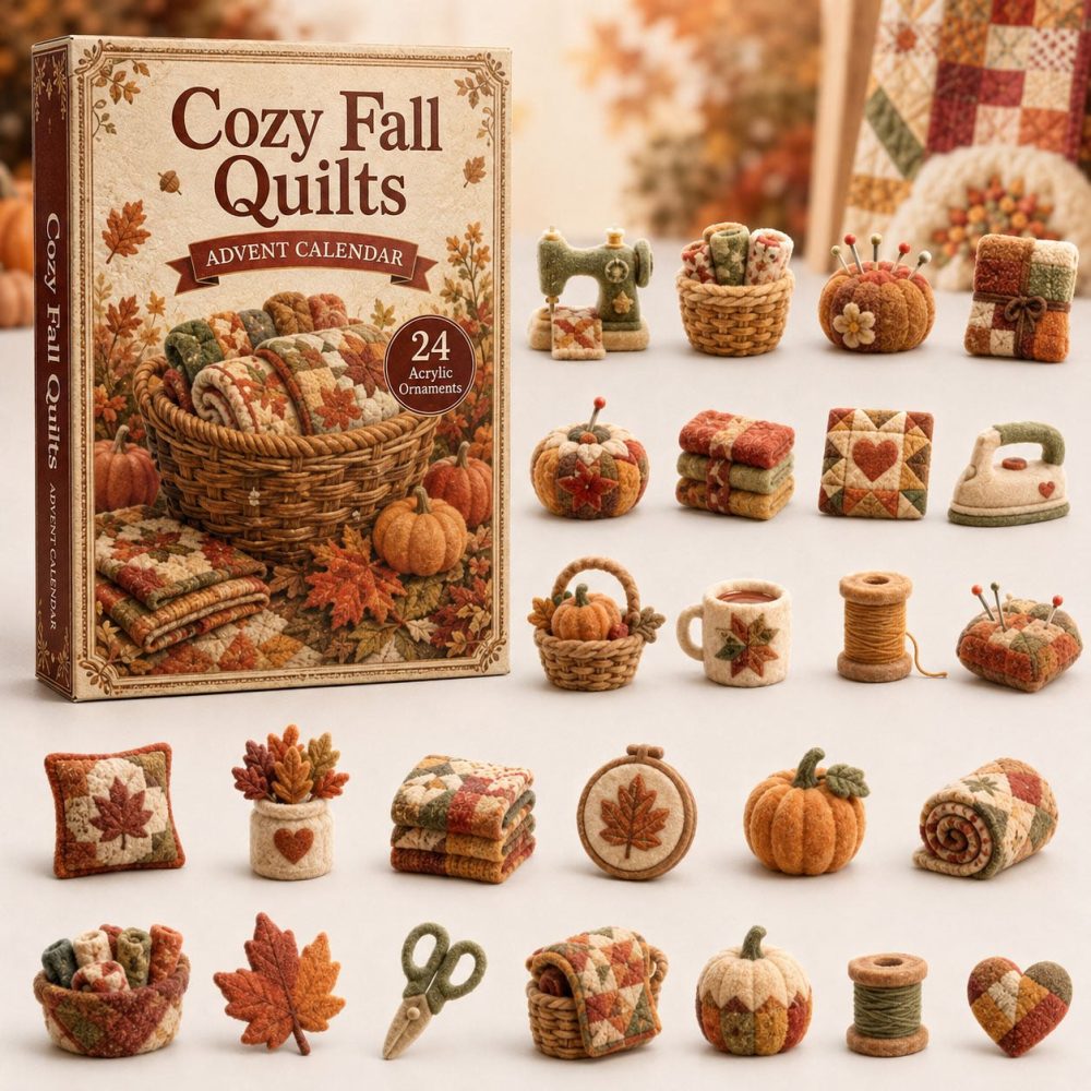 Cozy Fall Quilting Advent Calendar 2026 – 24-Day Acrylic Charm Countdown, Quilting-Themed Mini Charms For Sewists & Gift Exchanges