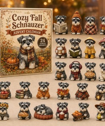 Schnauzer Cozy Fall Advent Calendar 2026 — 24-Day Acrylic Charm Countdown, Dog Lover Gift & Seasonal Decor
