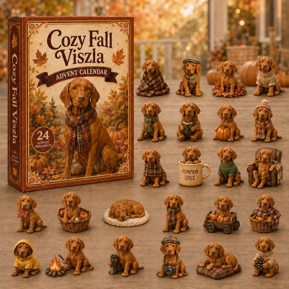 Cozy Fall Vizsla Advent Calendar 2026 - 24 Acrylic Charms, Autumn Dog Lover Countdown Gift And Collectible Charms For Vizsla Fans