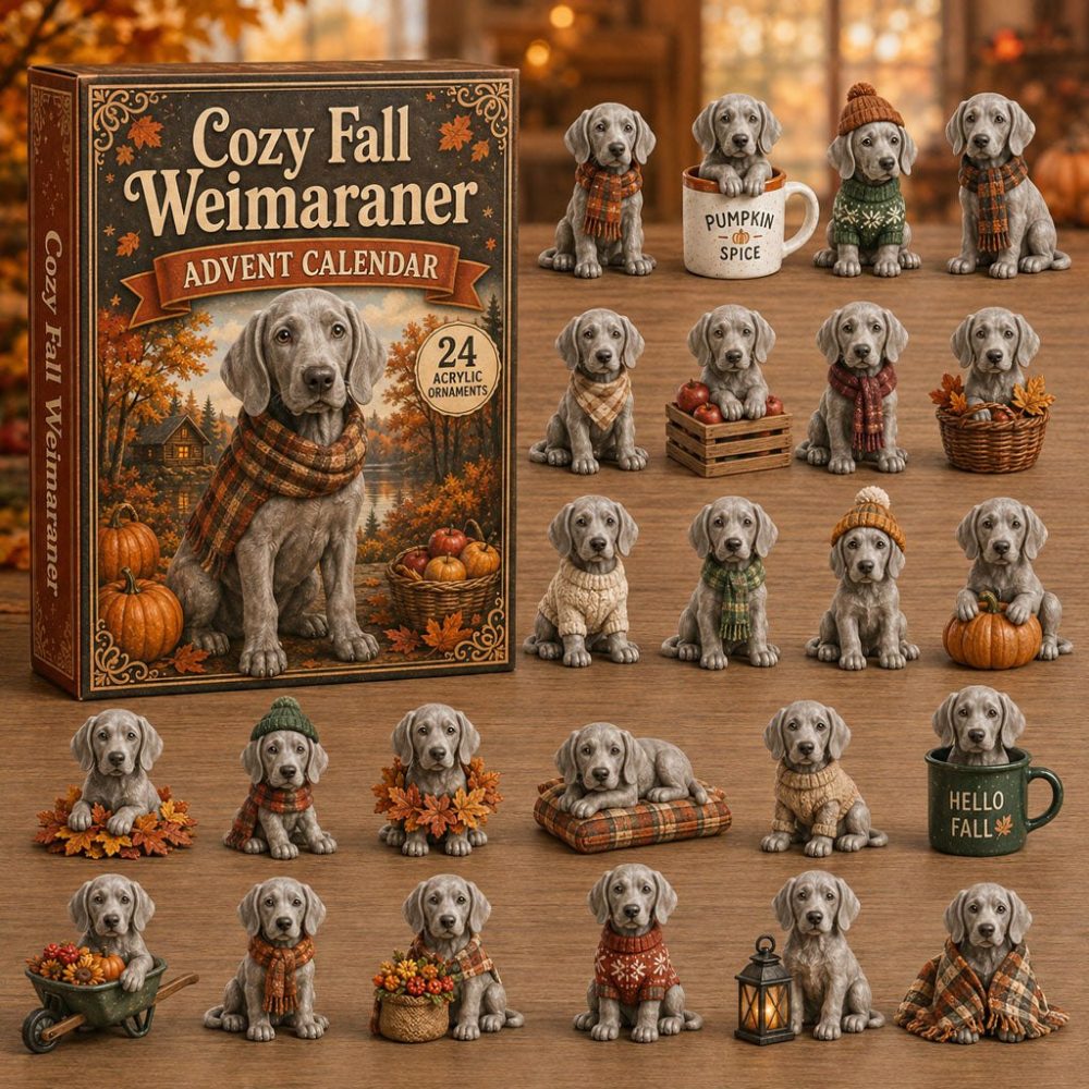 Cozy Fall Weimaraner Autumn Countdown 2026 — 24-Day Advent With Acrylic Charms, Seasonal Dog Lover Gift & Decor