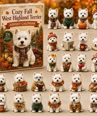 Westie Cozy Fall Advent Calendar 2026 — 24-Day Acrylic Charm Countdown, West Highland Terrier Gift & Decor