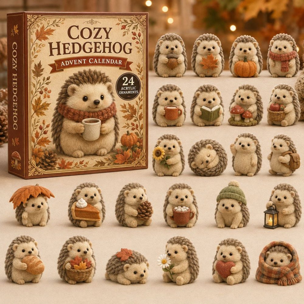 Cozy Hedgehog Holiday Countdown 2026 - 24-Day Advent Calendar With Adorable Acrylic Hedgehog Charms, Gift