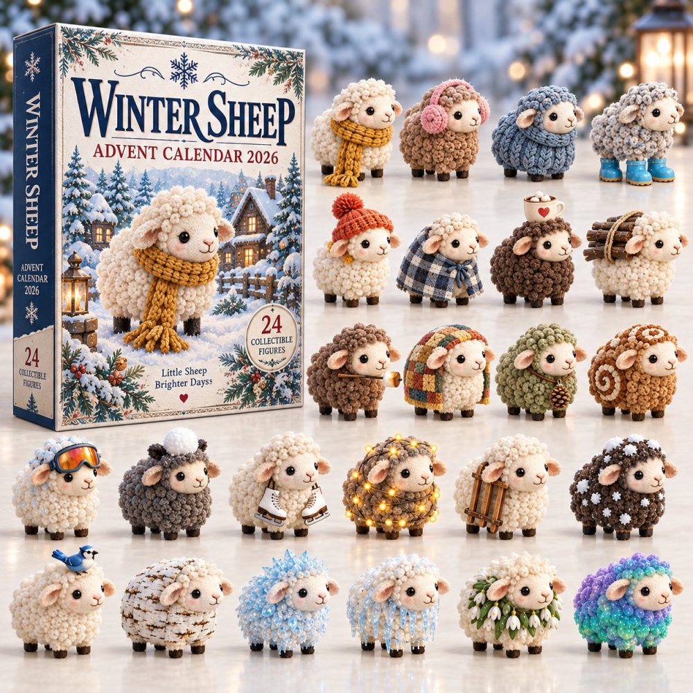 2026 Cozy Knit Winter Sheep Advent Calendar - 24-Day Soft Wool-Themed Countdown With Acrylic Charms, Hygge Holiday Surprises