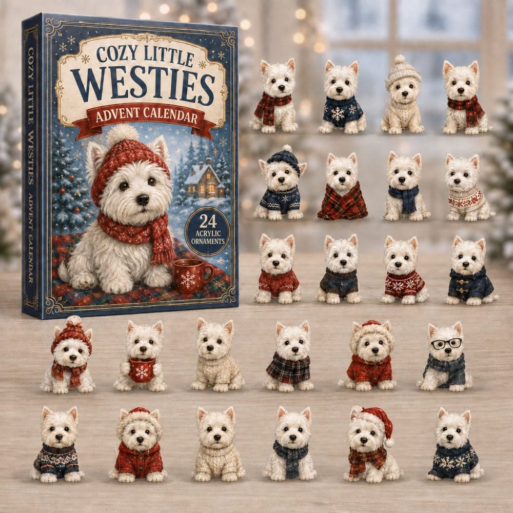 Cozy Westie 2026 Advent Calendar — 24-Day Holiday Countdown With Acrylic Charms, Charming Gift For West Highland White Terrier Fans