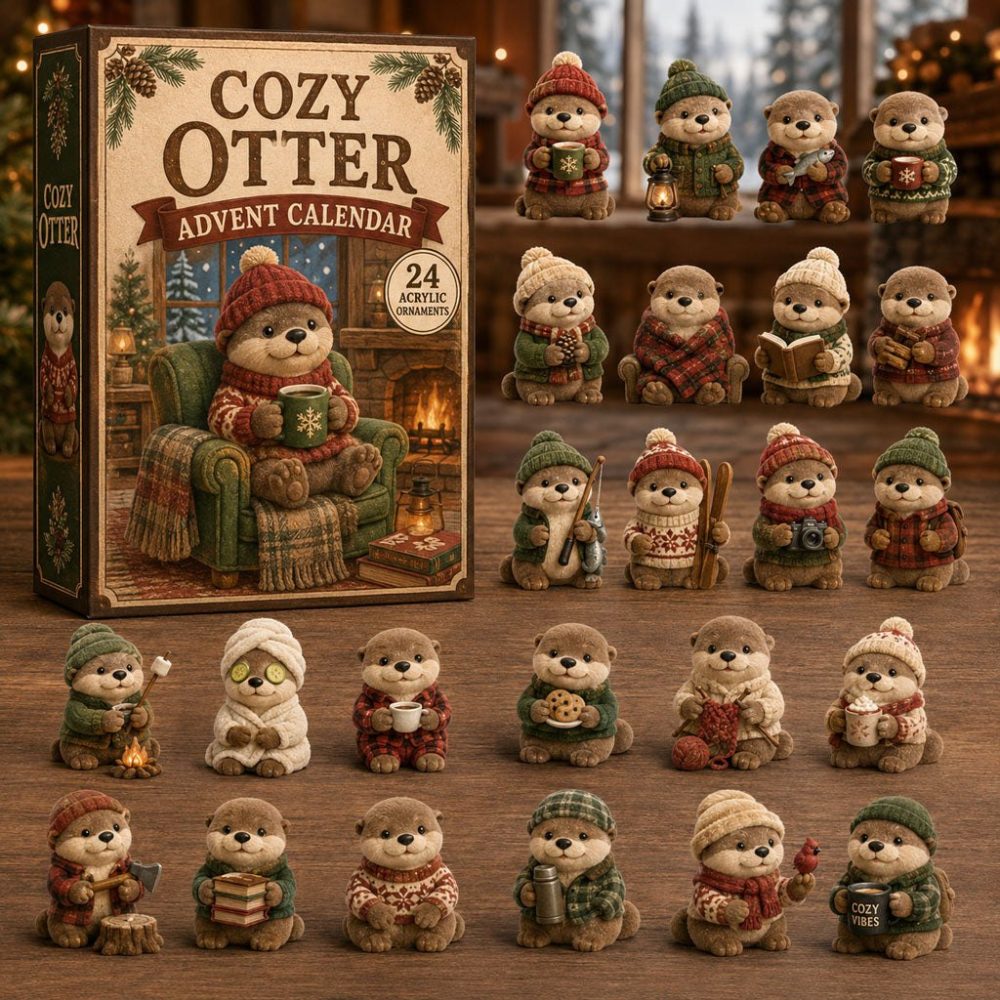 2026 Cozy Otter Holiday Countdown Calendar — 24-Day Acrylic Charm Collection, Cute Gift For Otter Lovers & Home Décor