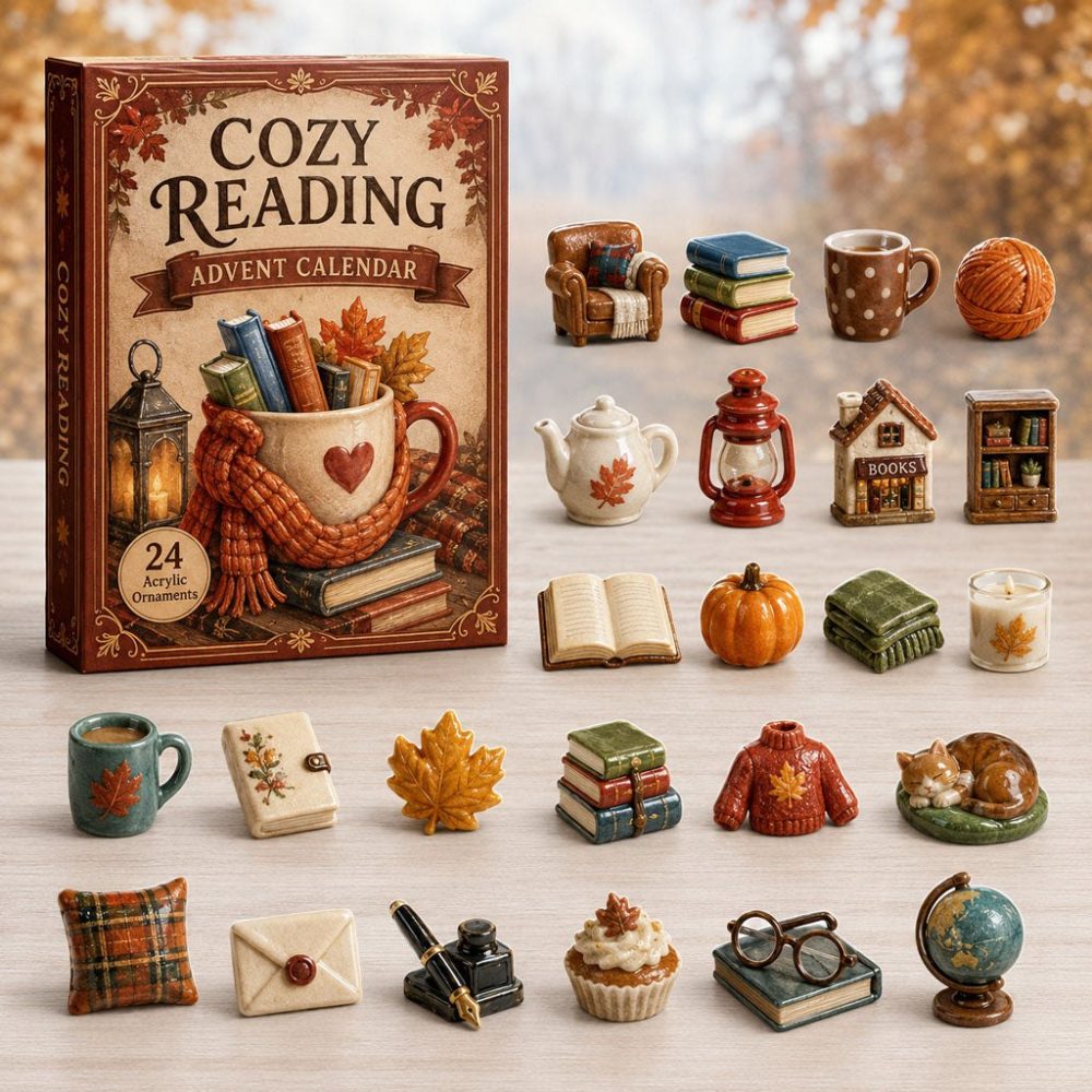 Cozy Reading Advent Calendar 2026 — 24-Day Acrylic Charm Countdown For Book Lovers, Hygge Home Gift