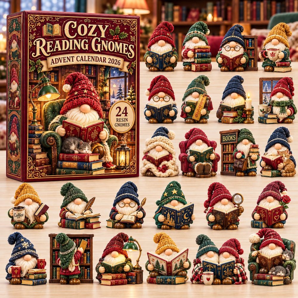 Cozy Reading Gnome Advent Calendar 2026 — 24 Bookish Acrylic Charms, Shelf-Ready Gnome Decor & Holiday Gift Idea