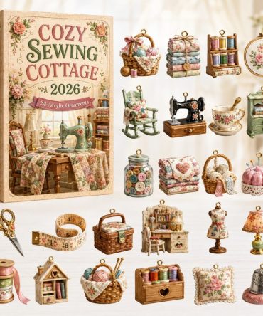 2026 Cozy Sewing Cottage Advent Calendar - 24-Day Acrylic Charm Countdown, Quilting & Sewing Themed Holiday Gift For Crafters