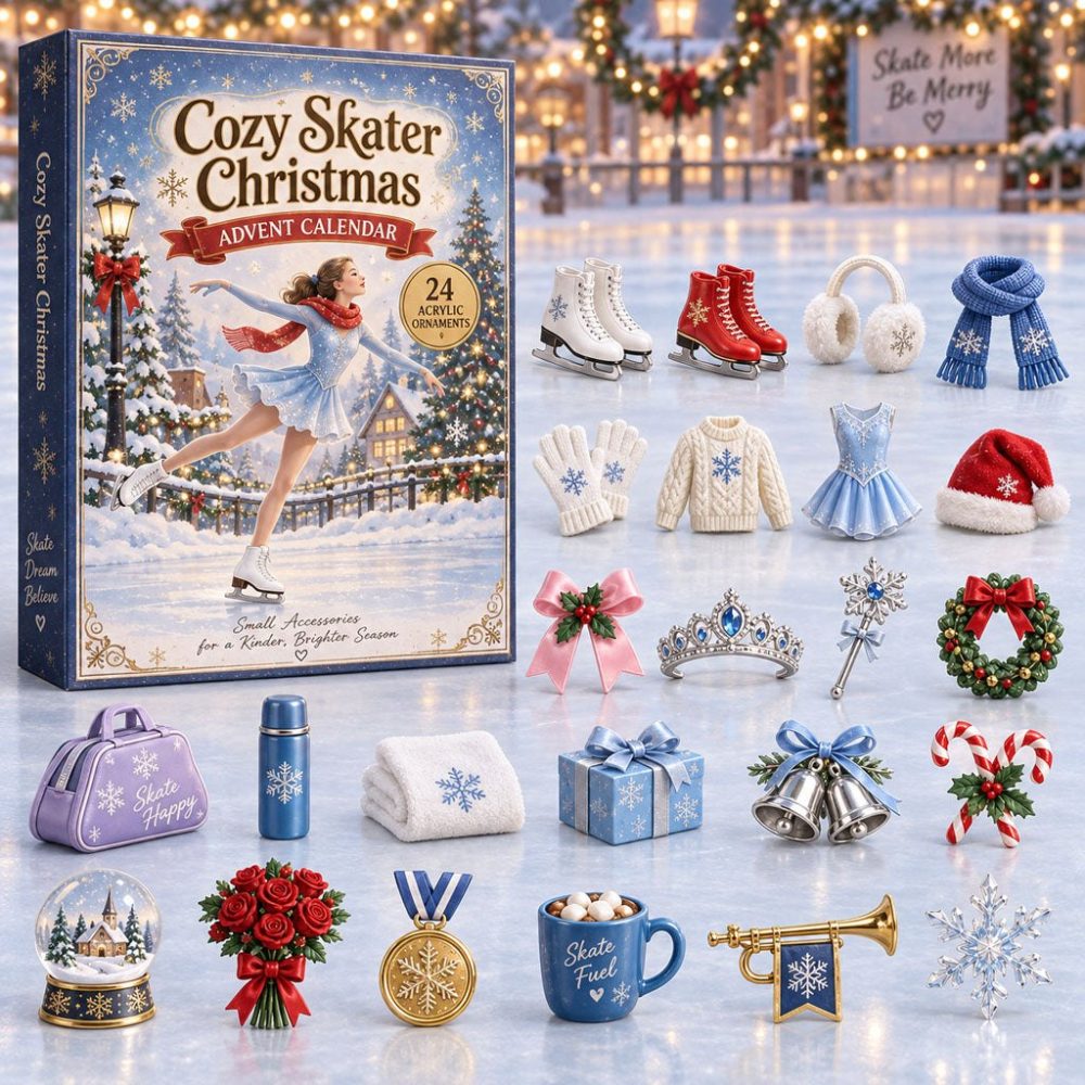 24-Day Holiday Countdown Calendar With 24 Acrylic Charms — Cozy Skater Christmas Scenes, Charming Holiday Decor & Gift 2026