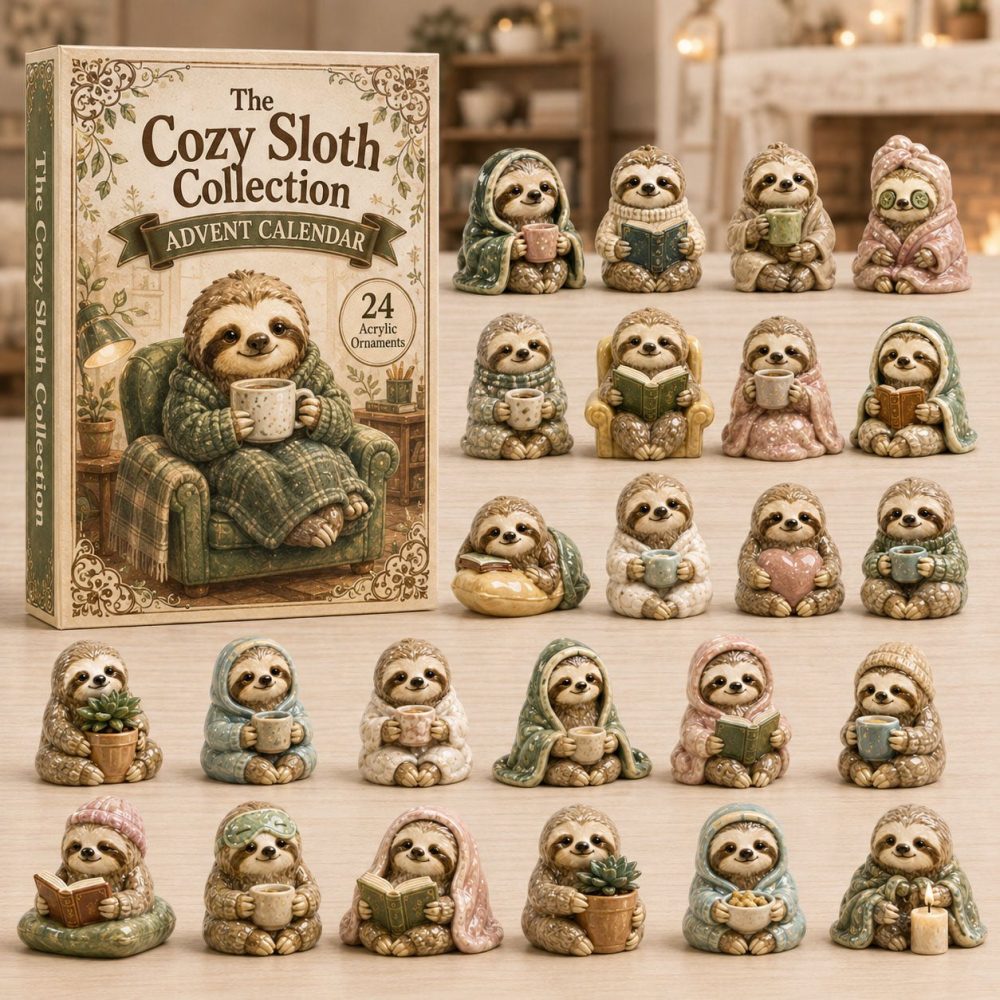 Cozy Sloth Collection Advent Calendar 2026 – 24-Day Acrylic Charm Countdown, Relaxing Sloth-Themed Holiday Gift For Animal Lovers