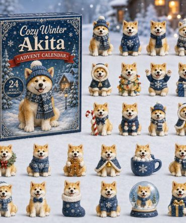 2026 Cozy Akita Winter Countdown Calendar — 24 Japanese Akita-Themed Acrylic Charms, Holiday Gift & Decor