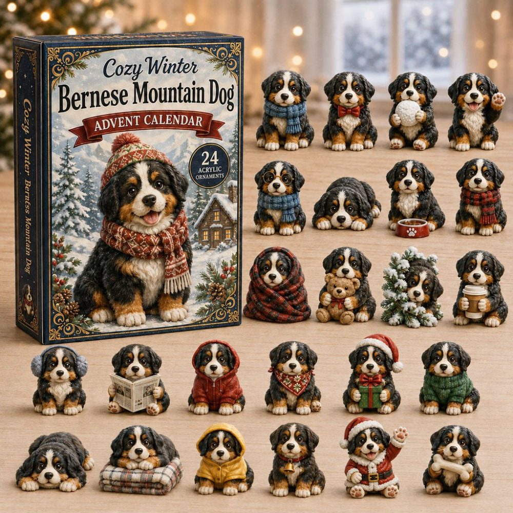 2026 Cozy Bernese Mountain Dog Winter Calendar - 24 Acrylic Charm Surprises, Charming Pet Lover Countdown Gift