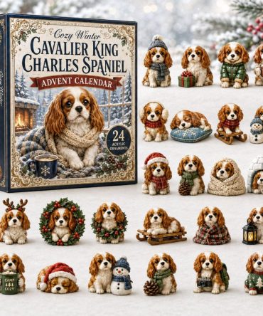 Cozy Cavalier Winter Countdown 2026 — 24-Day Acrylic Charm Calendar, Festive Dog Ornament Gift For Cavalier Spaniel Lovers