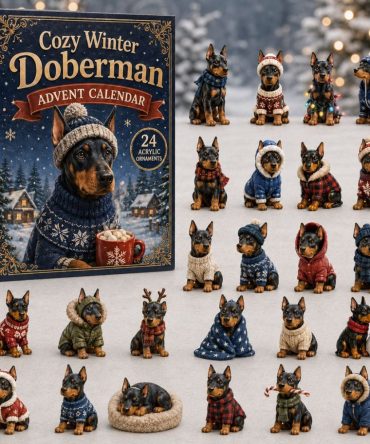 Doberman Cozy Countdown 2026 - 24-Day Acrylic Charm Holiday Advent Calendar, Stylish Dog Lover Gift With Collectible Charms
