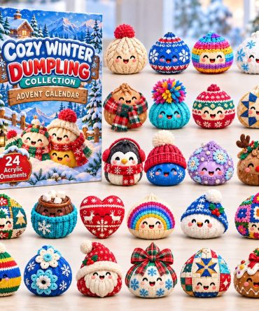Cozy Winter Dumpling Advent Calendar 2026 — 24-Day Warm & Whimsical Acrylic Charm Set For Foodies, Holiday Tabletop Decor