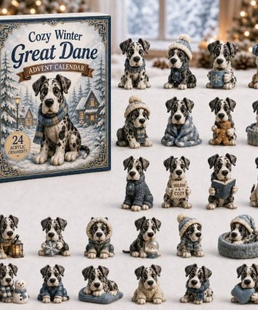 2026 Cozy Great Dane Winter Advent Calendar - 24-Day Acrylic Charm Countdown, Giant Dog Holiday Gift & Home Display